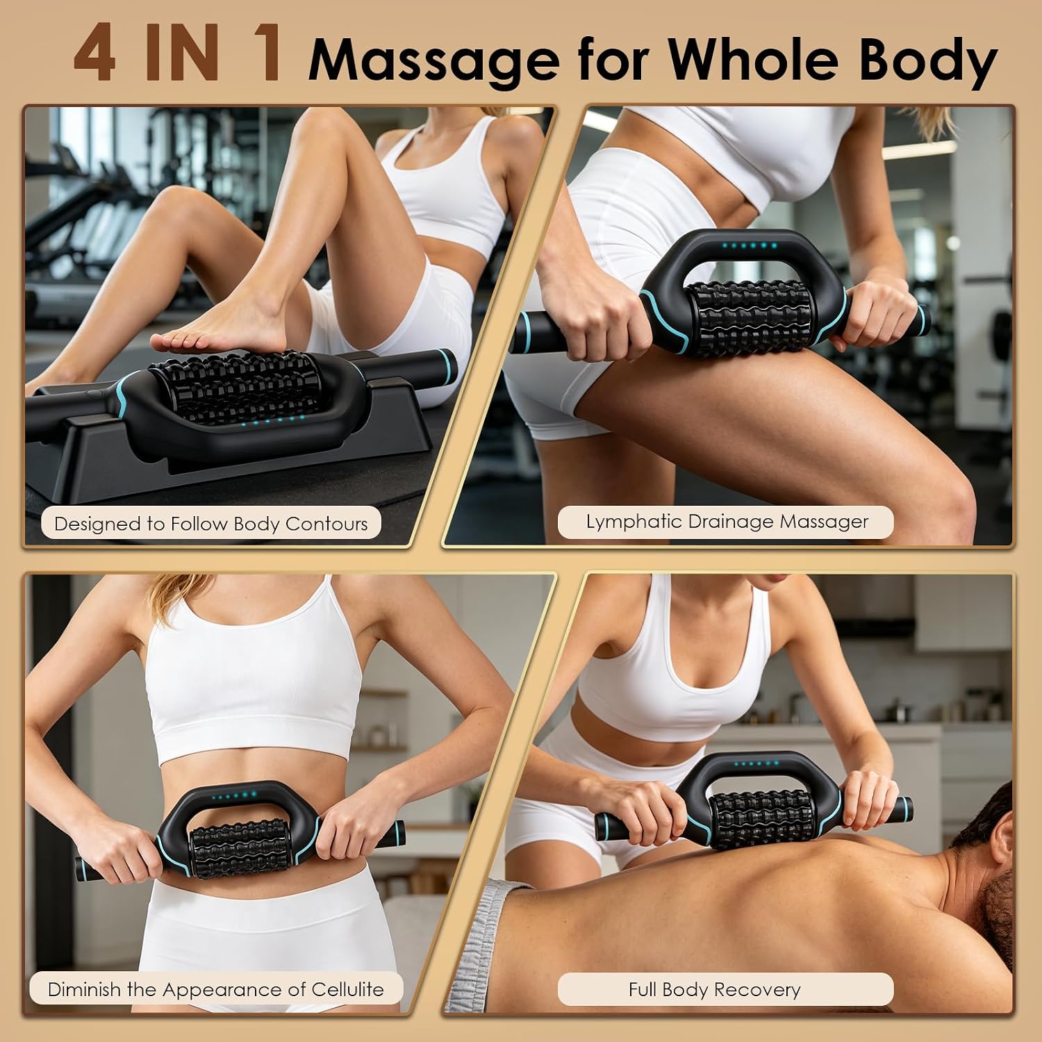 Electric Rolling Percussive Massager, Deep Tissue Muscle Roller & 6 Speeds | Rechargeable Electric Massager with