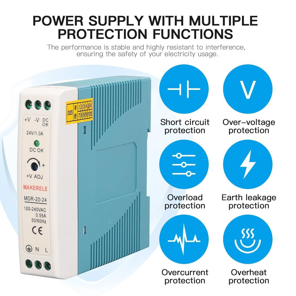 MAKERELE 24V MDR DIN Rail Power Supply 20W
