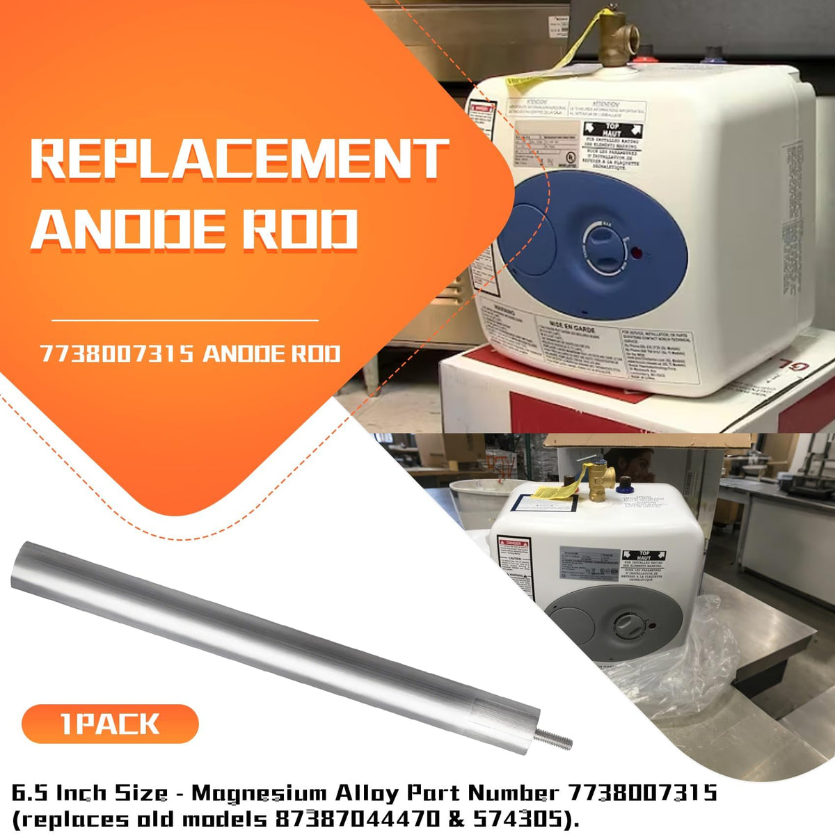 1 Pack Size 6½ Anode Rod for RV Water Heater for 3000T ES2.5 ES4