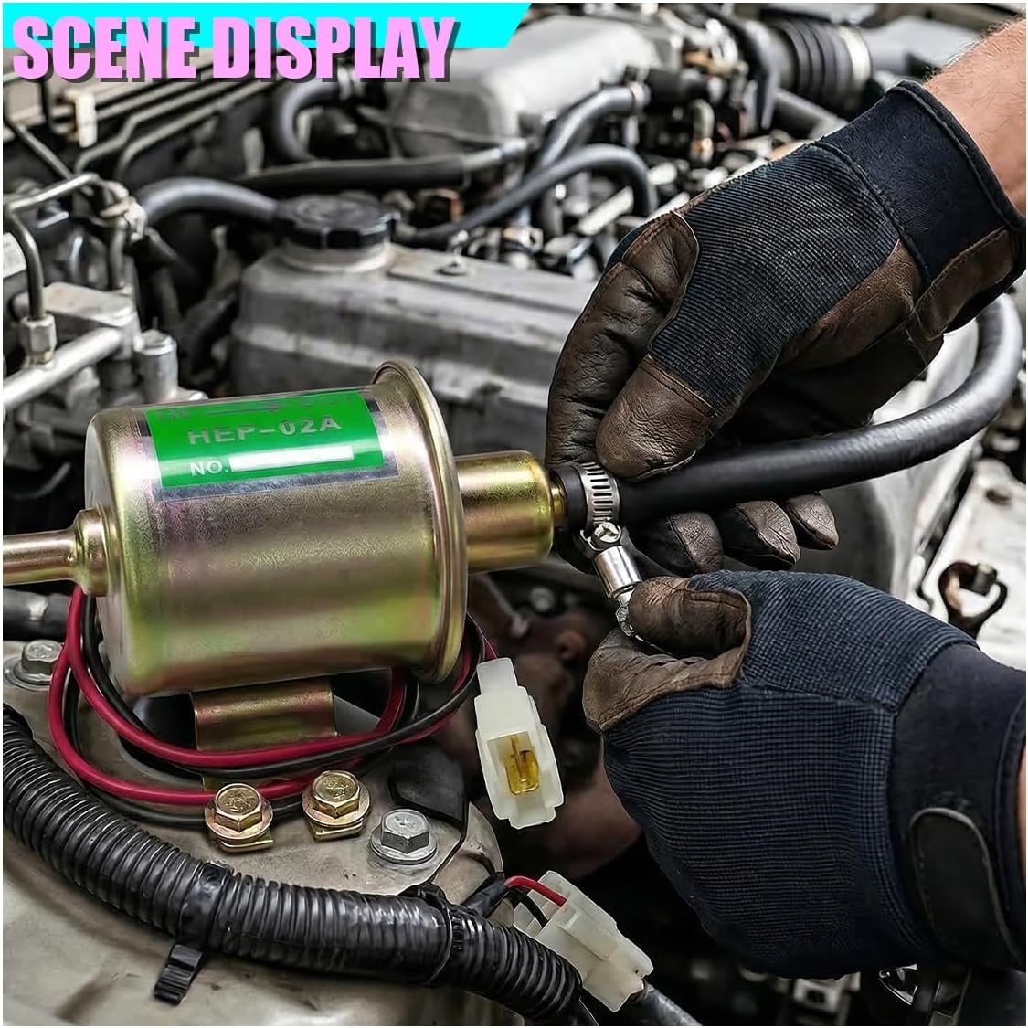 12V Electric Fuel Pump, Low-Pressure Inline Gasoline Pumps (Gold)