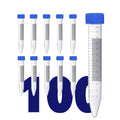 15mL Screw Cap Conical Centrifuge Tubes, Sterile Test Tubes with Blue Lids, Lab-Grade Polypropylene Plastic, Printed