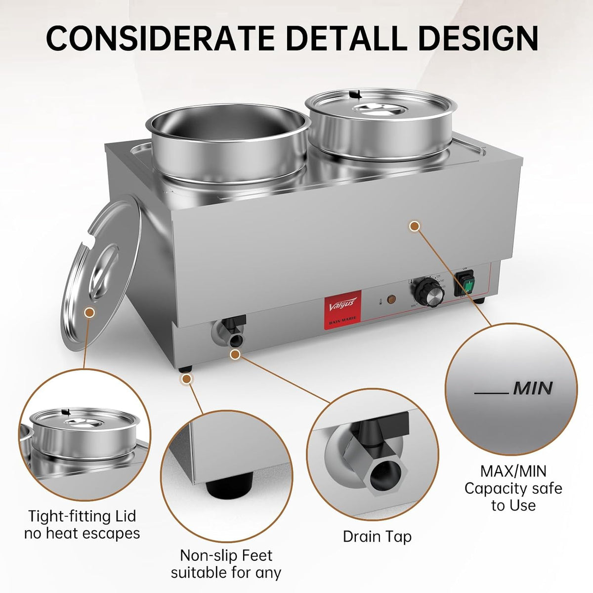 Commercial Stainless Steel Bain Marie Food Warmer