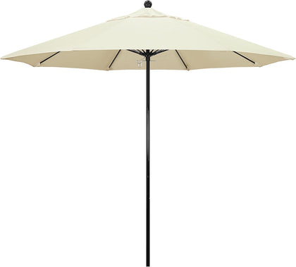 9' Round 100% Fiberglass Frame Market Umbrella, Push Lift, Black Pole, Pacifica Canvas Fabric