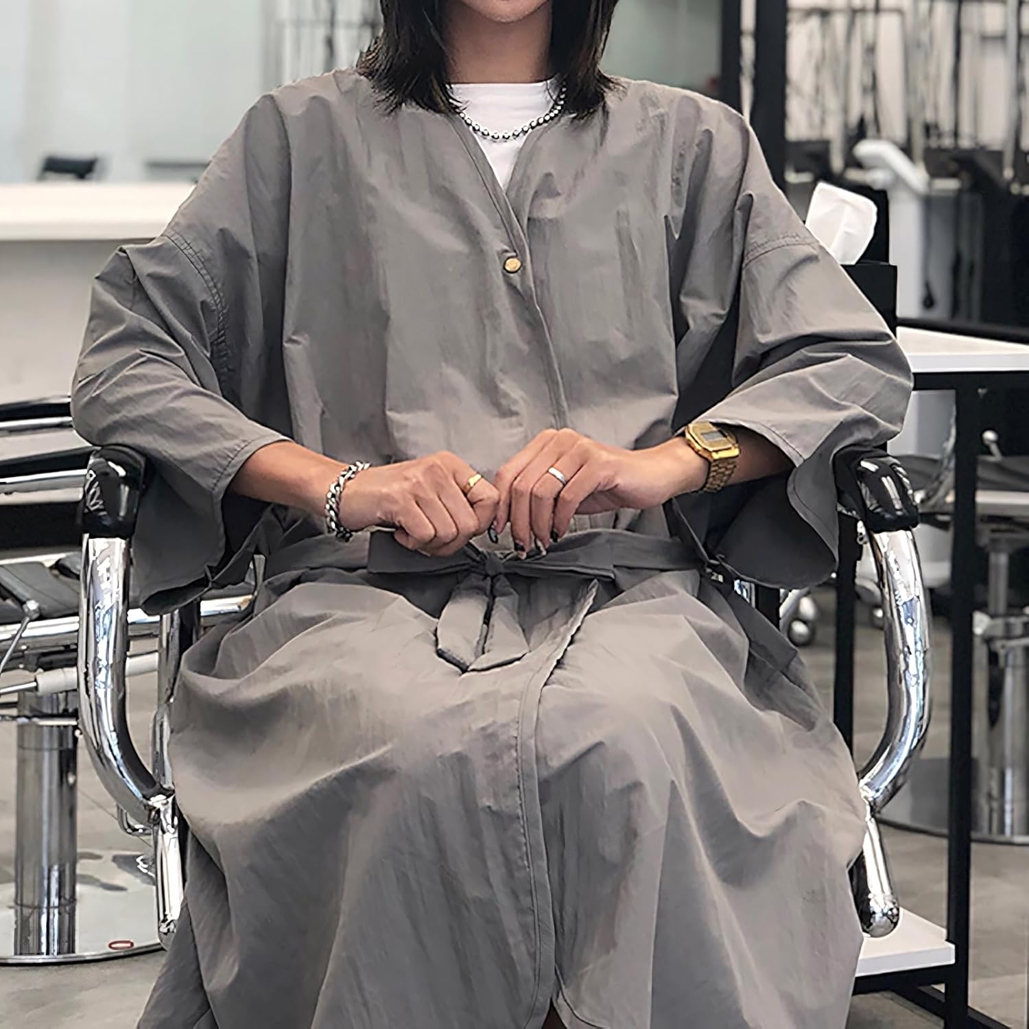 Spa Robe Beauty Salon Smock for Women Kimono Client Uniform Polyester