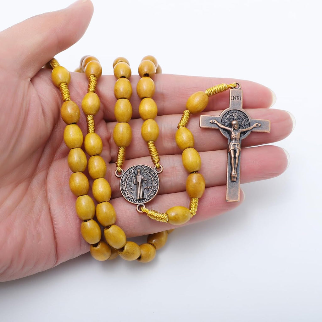Handmade Wooden Catholic Rosaries, Rosary Beads Necklace Wood Christian Prayer Beads Catholic Christian Gift