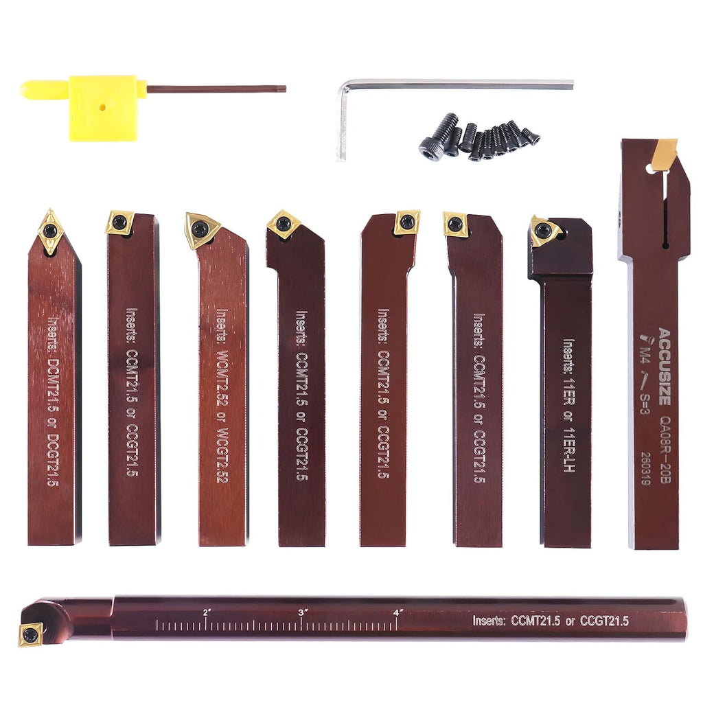 Accusize 1/2 in Shank Indexable Carbide Turning Tool Set, 2988-0012