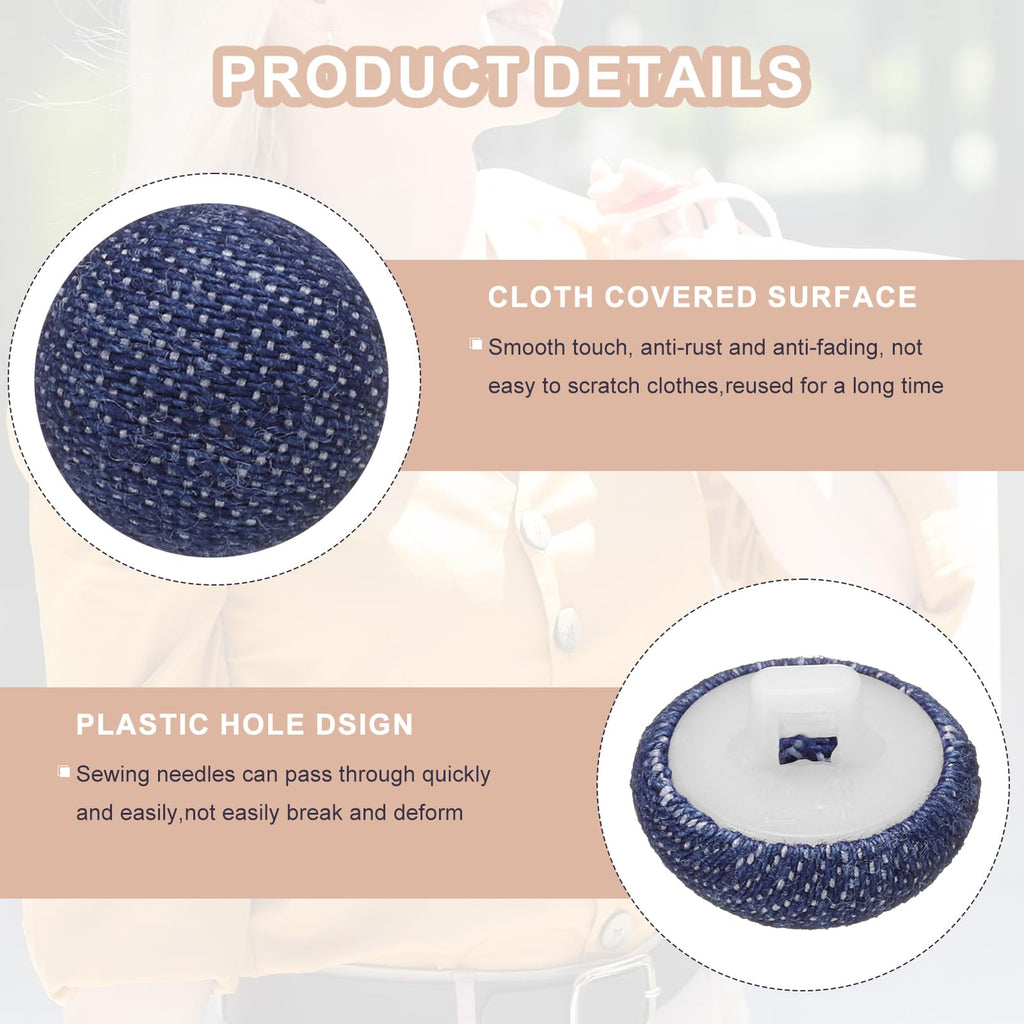 10pcs Fabric Cloth Covered Button 15mm Round,Deep Blue