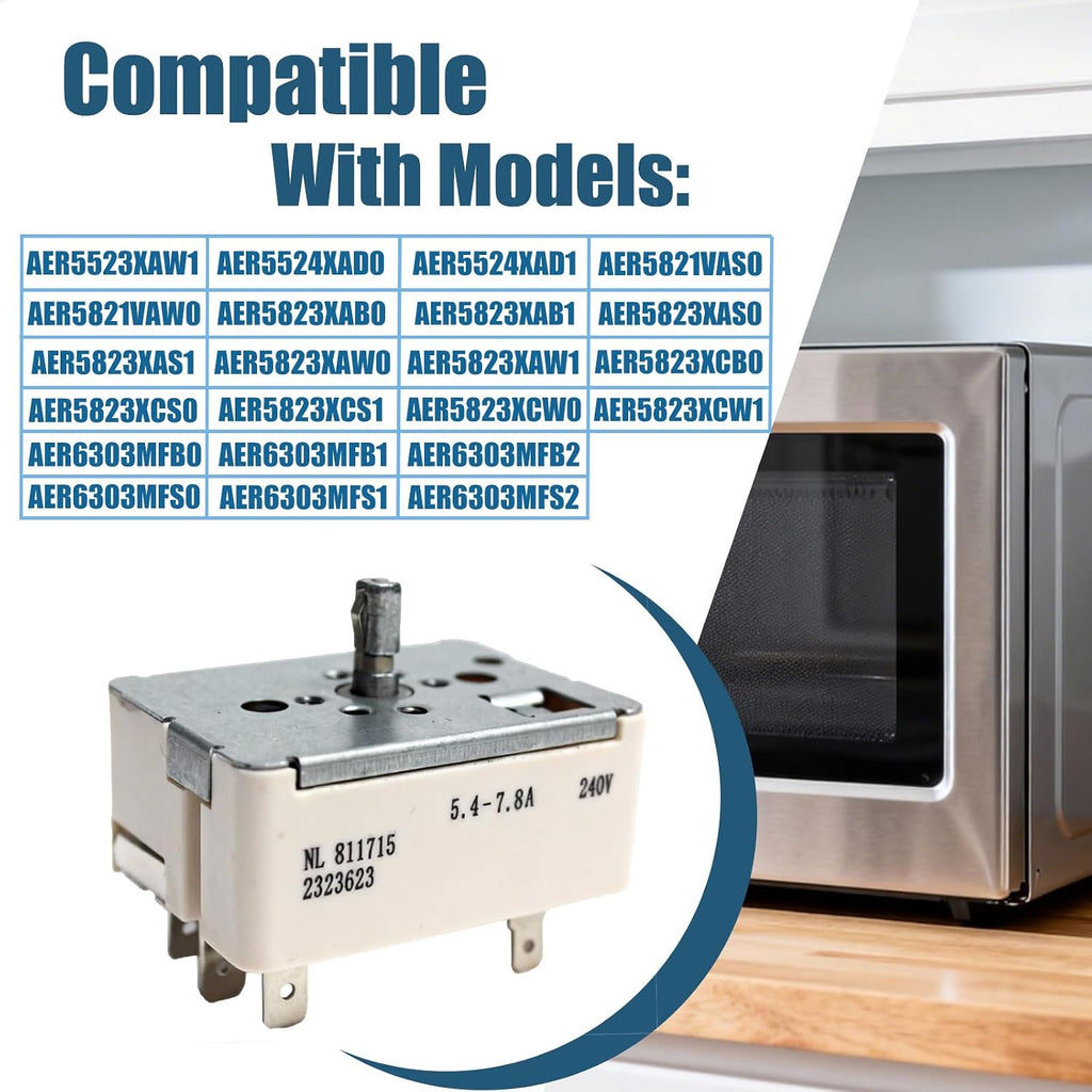 WP3148952 3148952 Upgraded Oven Range Infinite Switch Compatible With Whirlpool Maytag Estate Amana Kenmore Replace AP6007657 492438 PS11740774 WP3148952VP 811715 811701 AH336885 EA336885 PS336885