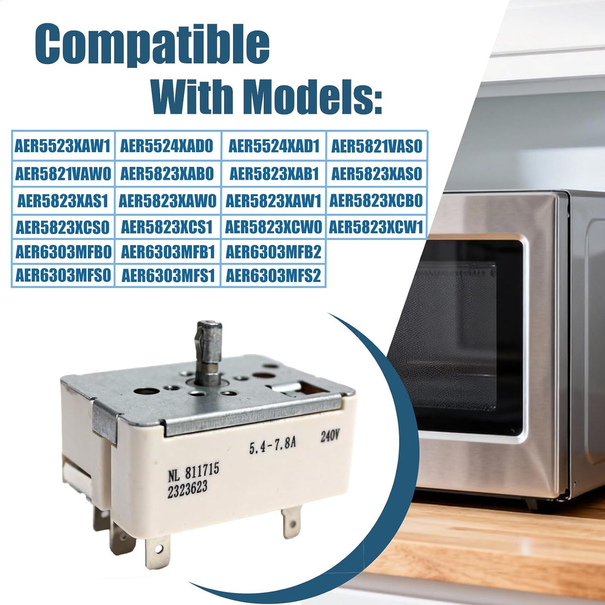 WP3148952 3148952 Upgraded Oven Range Infinite Switch Compatible With Whirlpool Maytag Estate Amana Kenmore Replace AP6007657 492438 PS11740774 WP3148952VP 811715 811701 AH336885 EA336885 PS336885