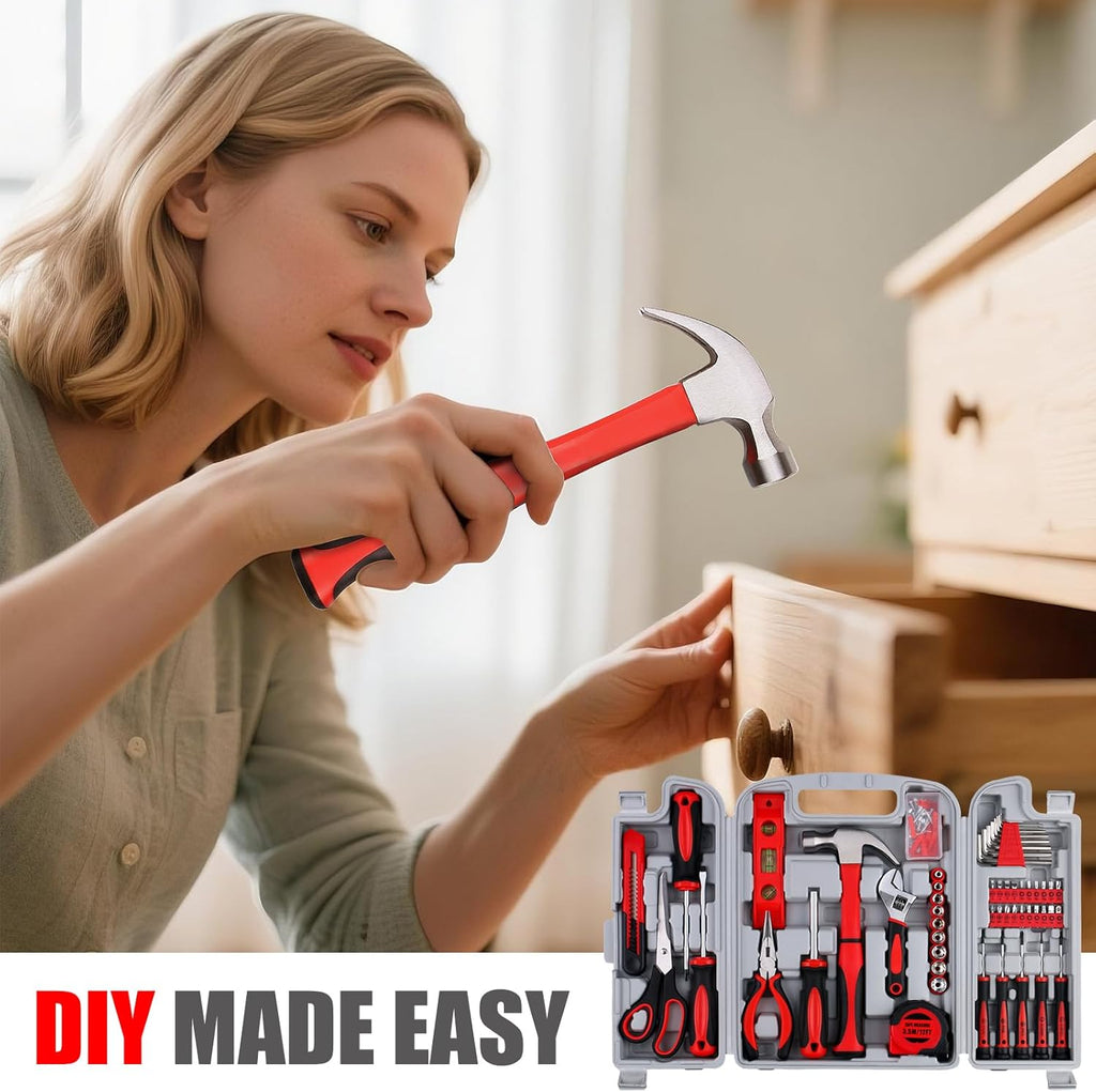 156-Piece Delicate All-Purpose Home Tool Kit in Foldable Toolbox, Unisex | Complete and Essential Hand Tools Set for