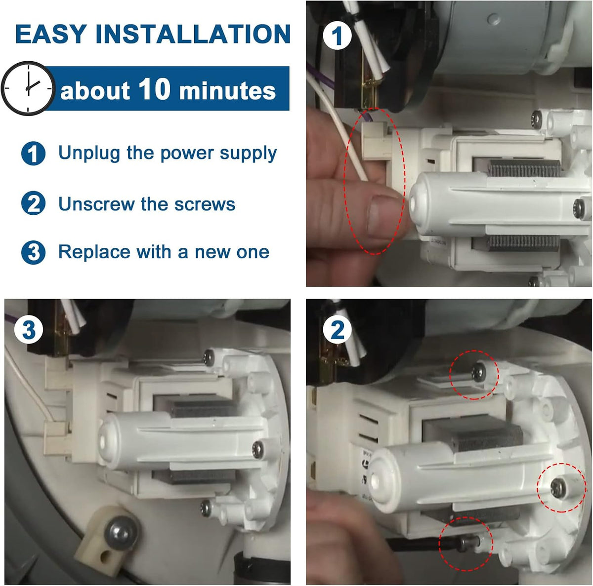A00126401 Dishwasher Drain Pump Replacement for Samsung - Replaces 5304492415, 154736201, AP5690431, PS8689824, 3600RPM