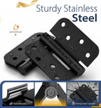 3-Pack 4 Inch Self Closing Door Hinges,5/8" Radius Corners,Black