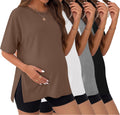 4 Packs Maternity Shirts Split Side Pregnancy Workout Tops