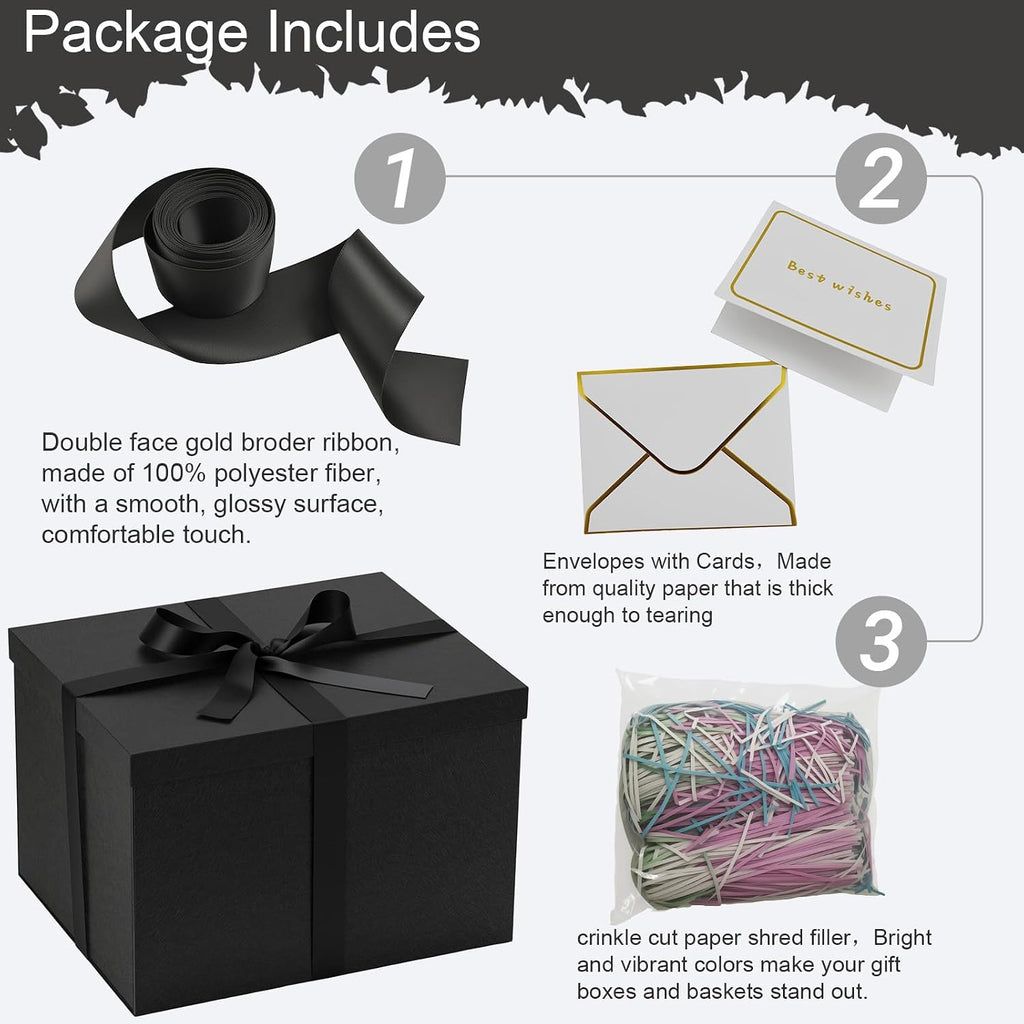 15x12x10 Inches Large Black Gift Boxes with Lids for Presents