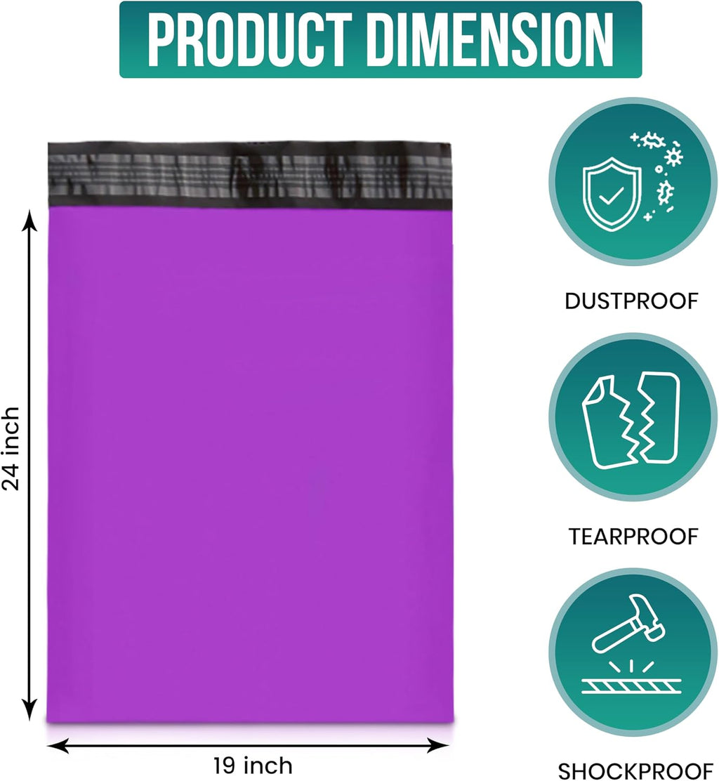 #7 19x24 [1000 Pack] Purple Poly Mailers Shipping Bags, Strong Mailing Envelopes, Multipurpose Mailers, Waterproof &