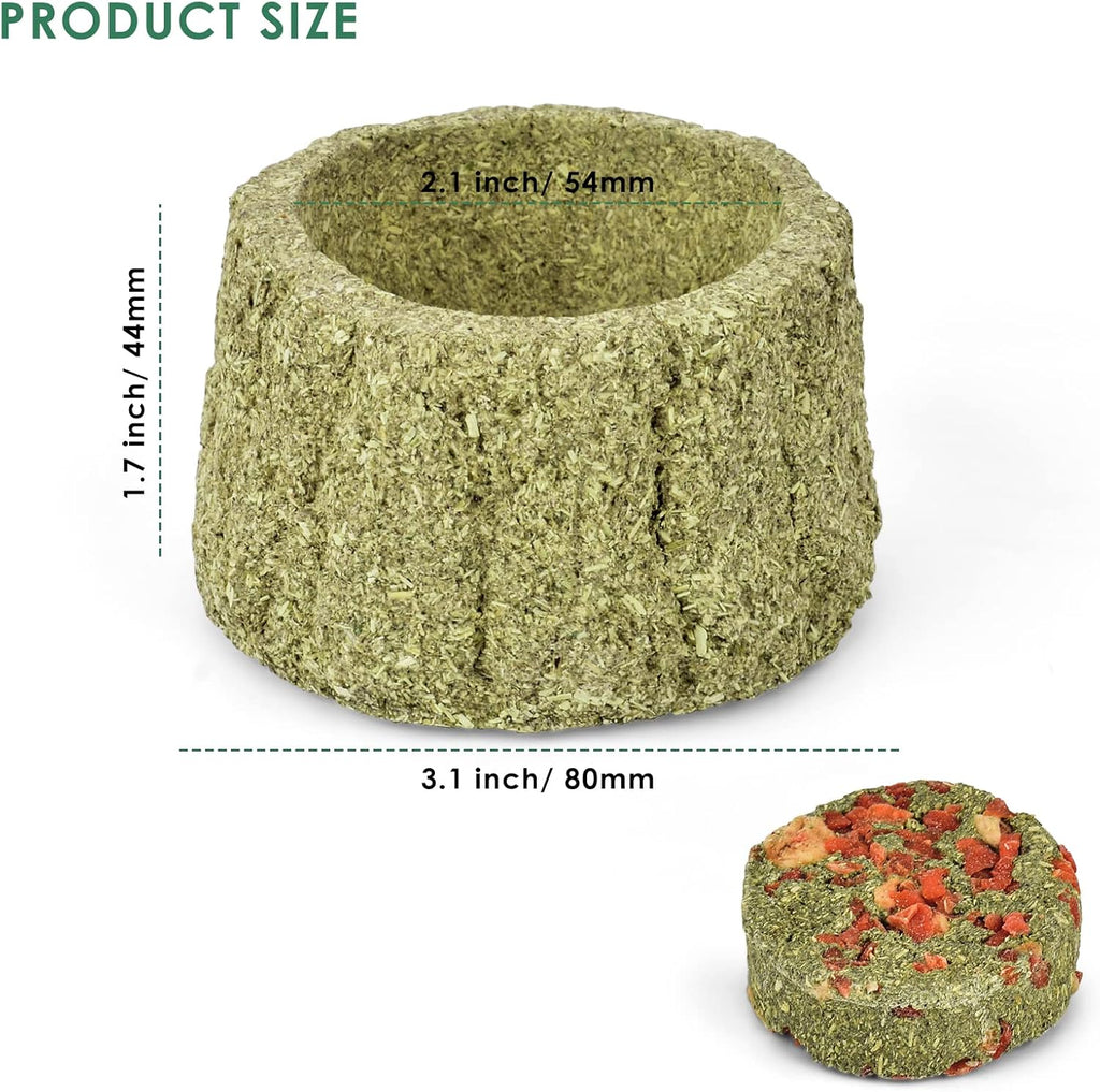 100% Edible Premium Timothy Hay Chew A Bowl for Rabbits, Chinchilla Treats, Chew Toys for Teeth Guinea Pigs and Mice