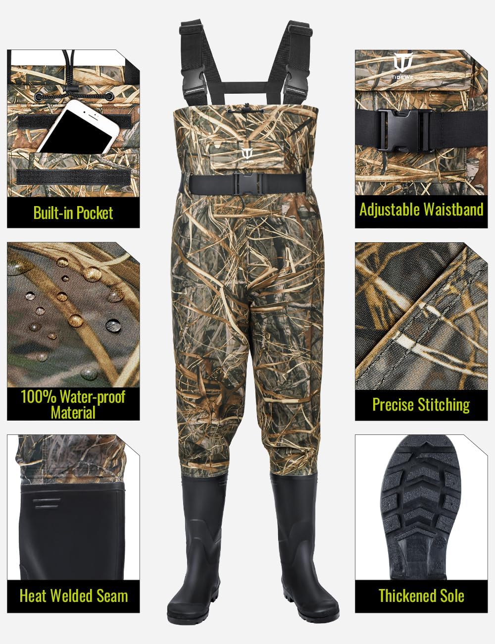 Chest Waders for Men Women, Waterproof Fishing Waders | Waterproof 420D 2-Ply Nylon/PVC, Lightweight Bootfoot Hunting