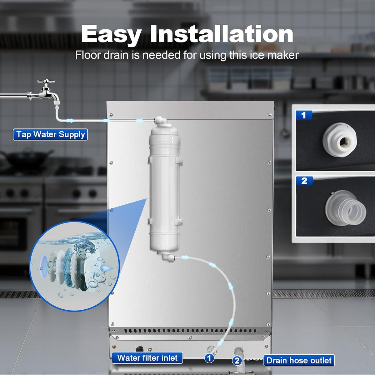 Commercial Ice Maker, 80 Lbs/24H Under Counter Ice Machine