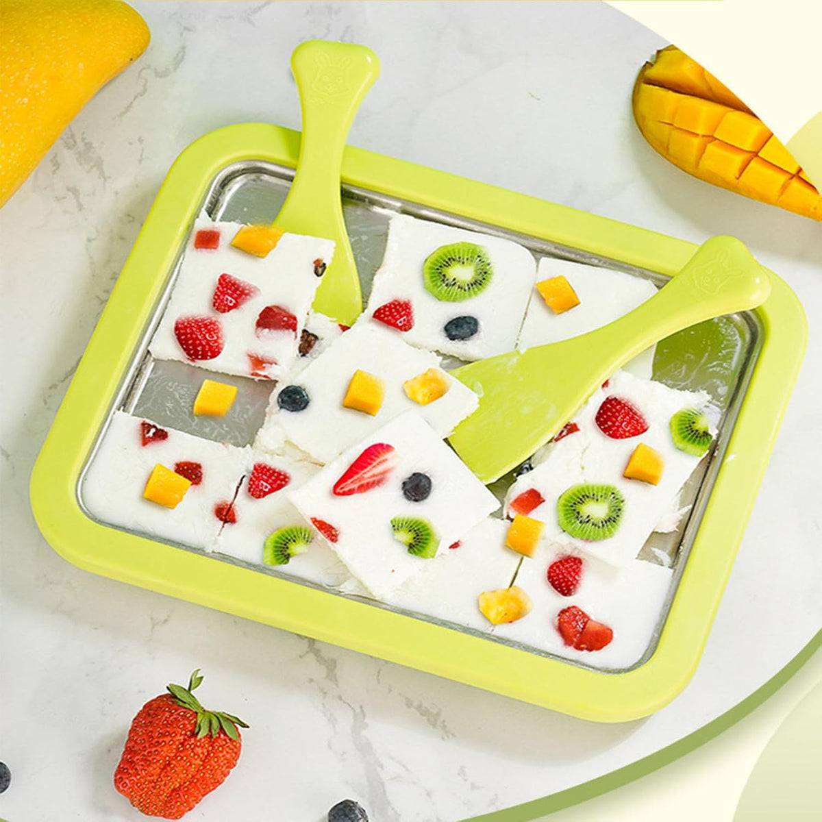 Ice Maker,Ice Cream Makers,Yogurt Countertop Machine,Stainless Steel Homemade DIY Instant Freeze Dried Cream Roll Pot