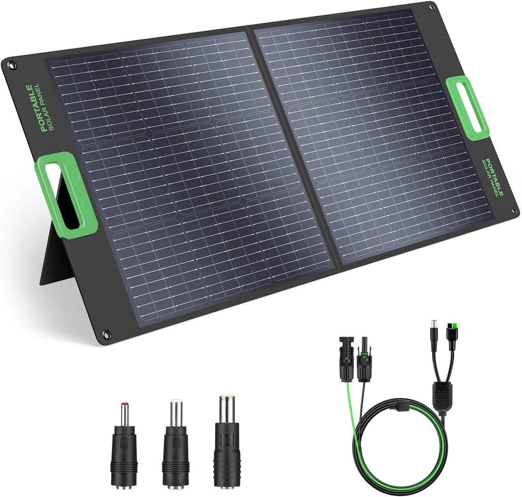 100W Portable Solar Panel for Power Station Generator, Waterproof Foldable | 20V Solar Cell Solar Charger with