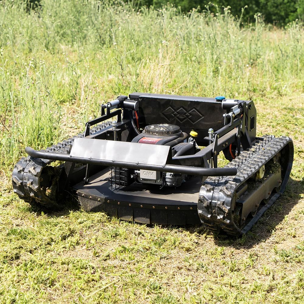 Remote-Controlled Robotic Lawnmower with A 22hp High-Horsepower Engine and a 48v Brushless Motor; an All-Terrain
