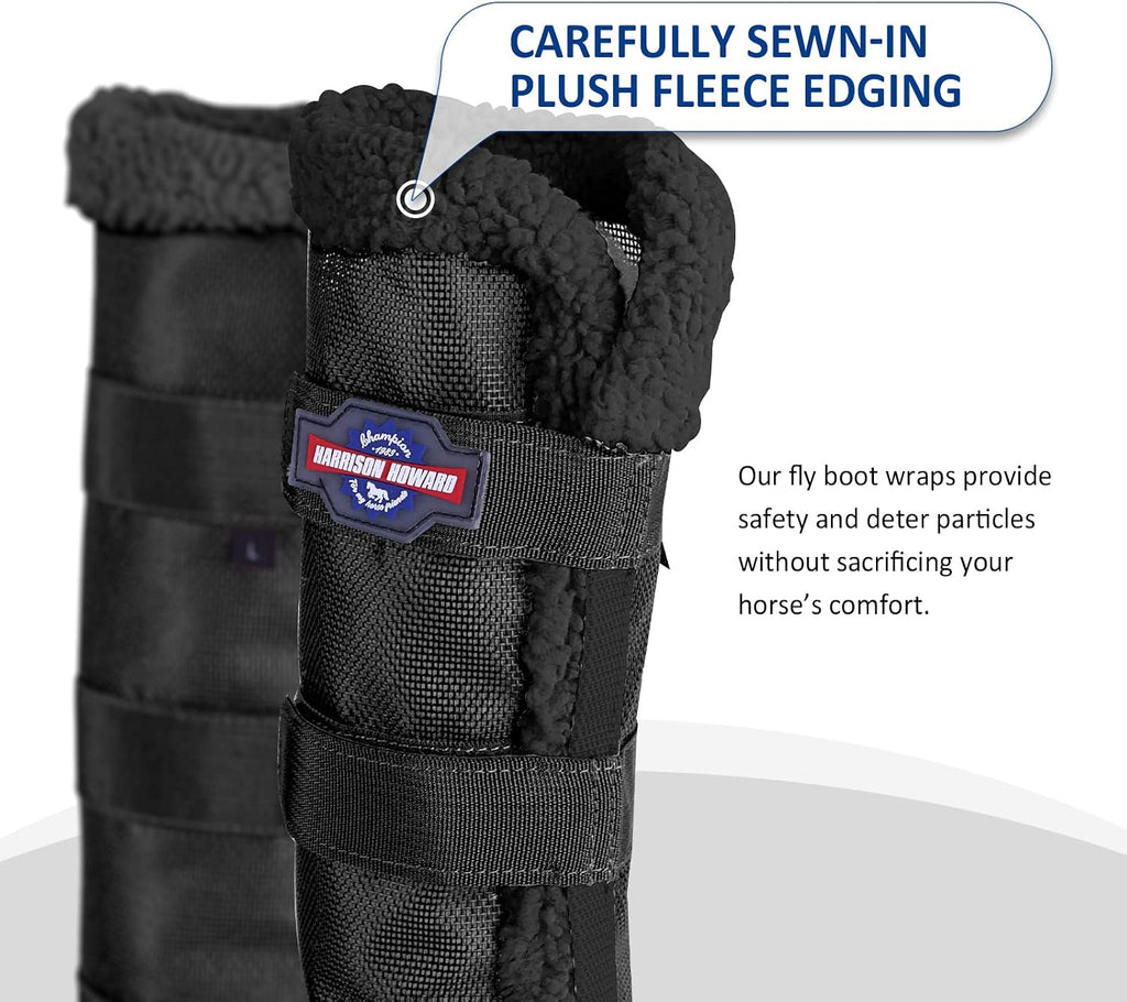 Horse Fly Boots with Fleece Trim Long-Lasting Breathable Cool Mesh Adjustable Closure