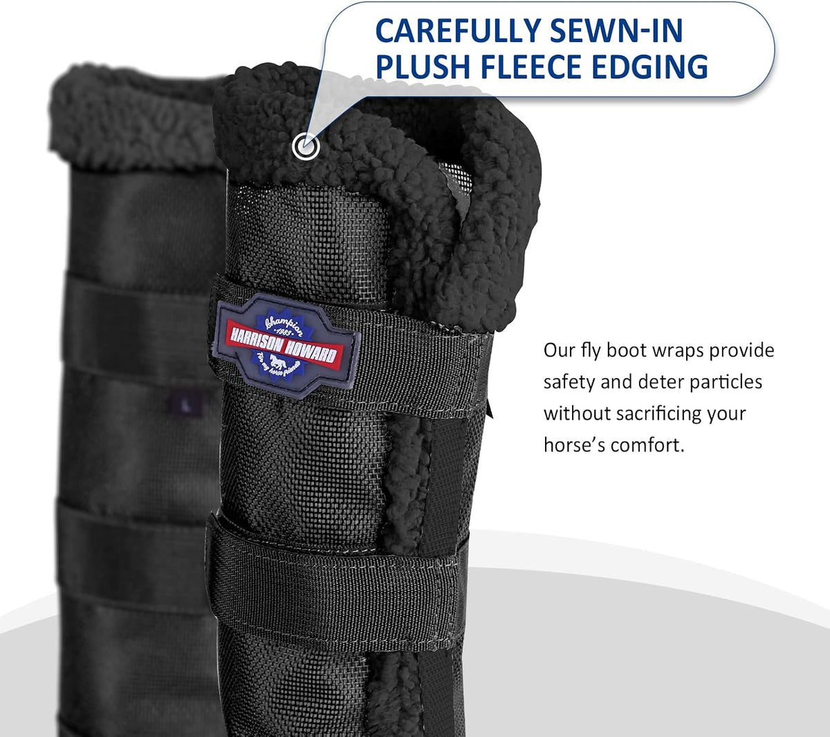 Horse Fly Boots with Fleece Trim Long-Lasting Breathable Cool Mesh Adjustable Closure
