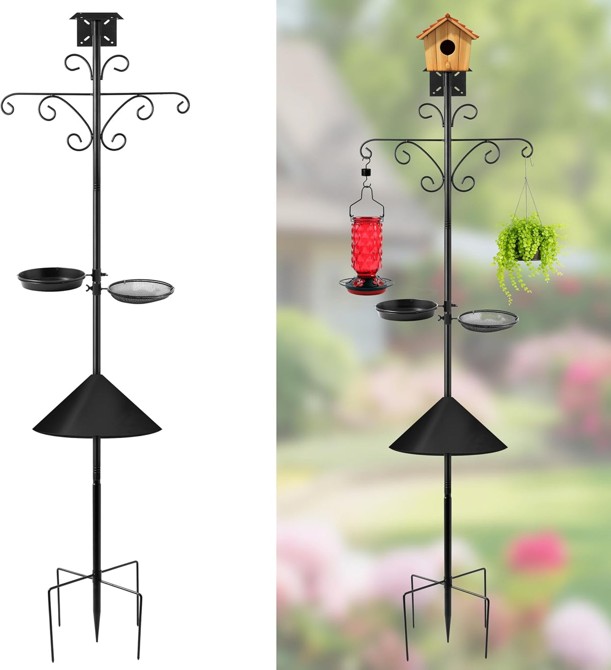 Bird Feeder Pole Stand - 92 Inch Bird Feeding Station for Outdoor Outside, Heavy Duty Adjustable Birdhouse Pole