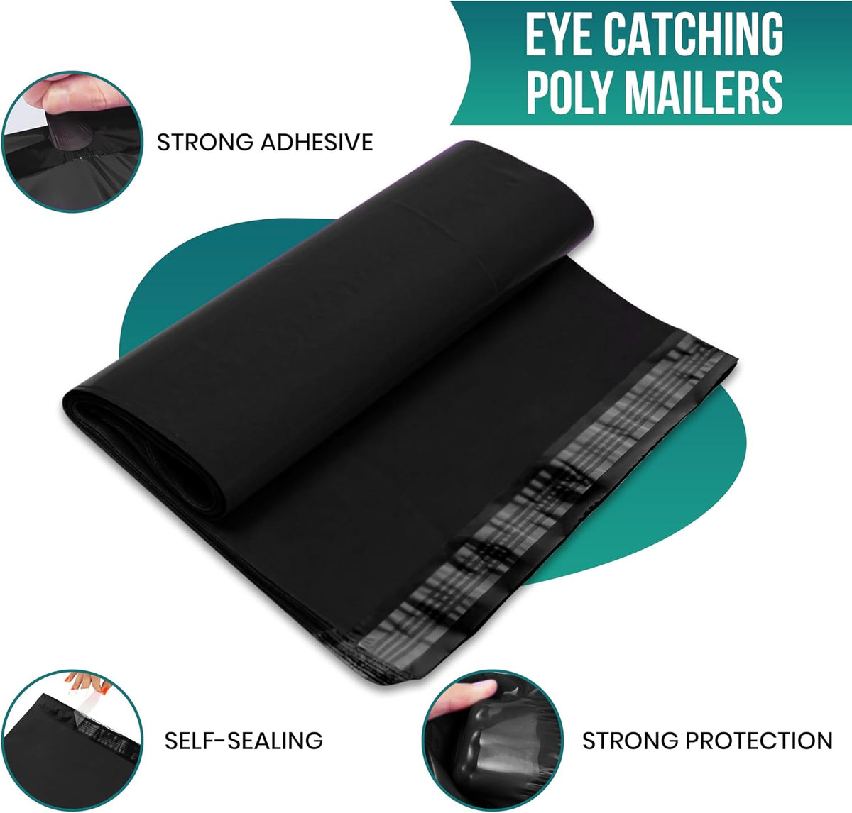 #4 10x13 [2000 Pack] Black Poly Mailers Shipping Bags, Strong Mailing Envelopes, Multipurpose Mailers, Waterproof &