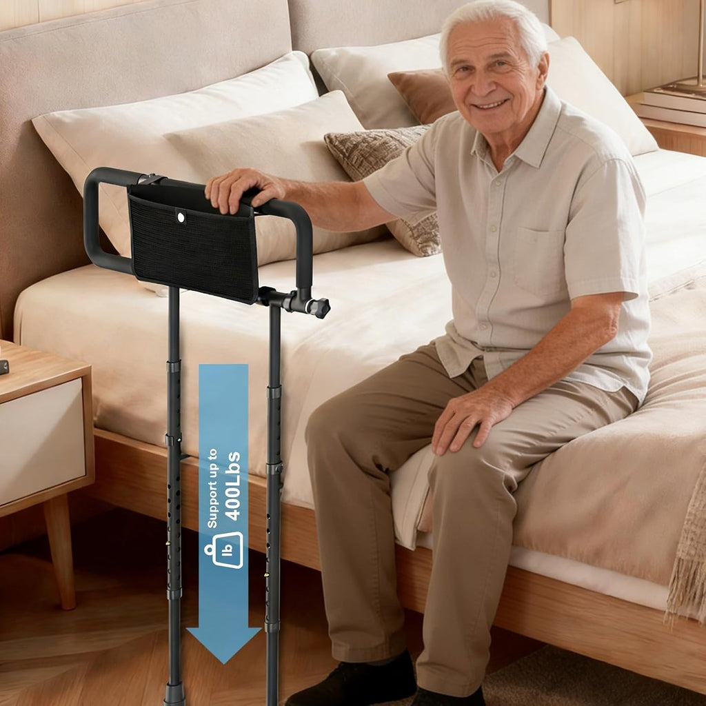 Bed Rails for Elderly Adults Safety, Adjustable Bed Assist Rail with Non-Slip Base, 400 lbs Support Bed Grab Bar for