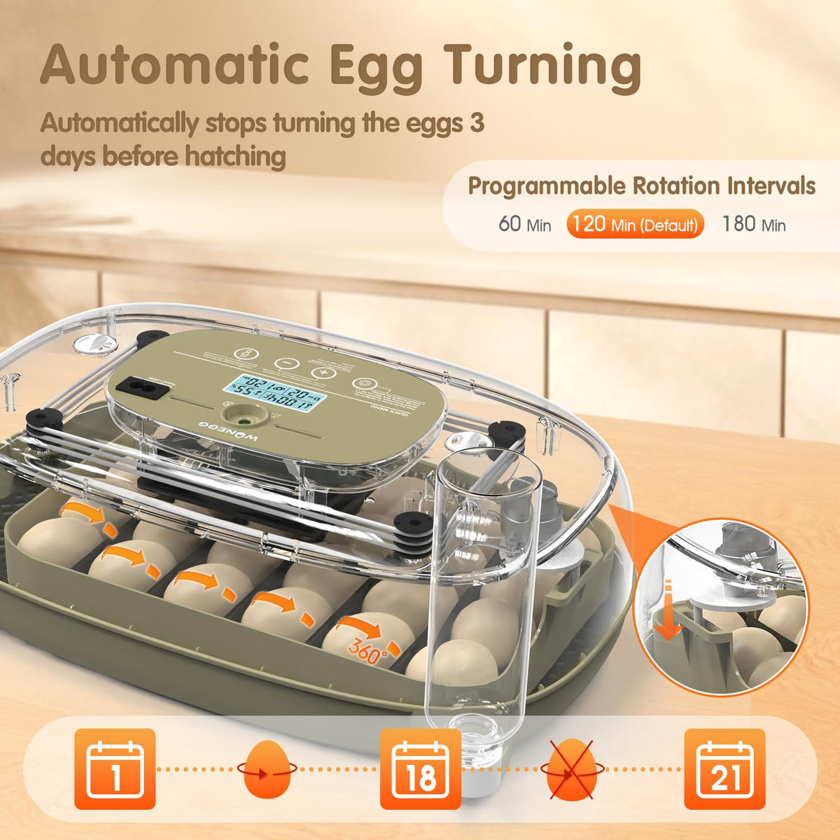 Egg Incubators Incubator for Hatching Eggs 24 Eggs Egg Incubator for Lab Home Farm with Automatic Egg Turning for