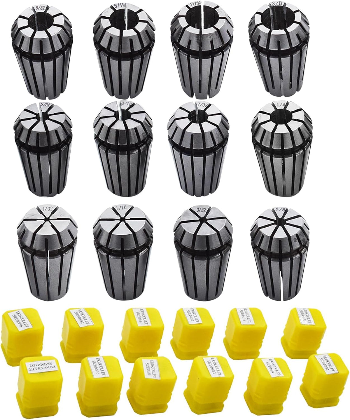 ER-16 Spring Collet Set 12 PCS 1/32-3/8 for CNC Super Precision Milling Lathe Tool Workholding Engraving