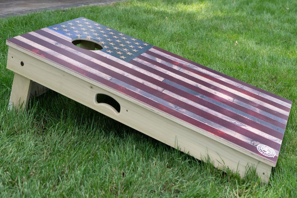 Professional-Grade Cornhole Boards - 4'x2' Solid Wood Regulation Man Cave + Beer Branded Corn Hole Toss Game with 8