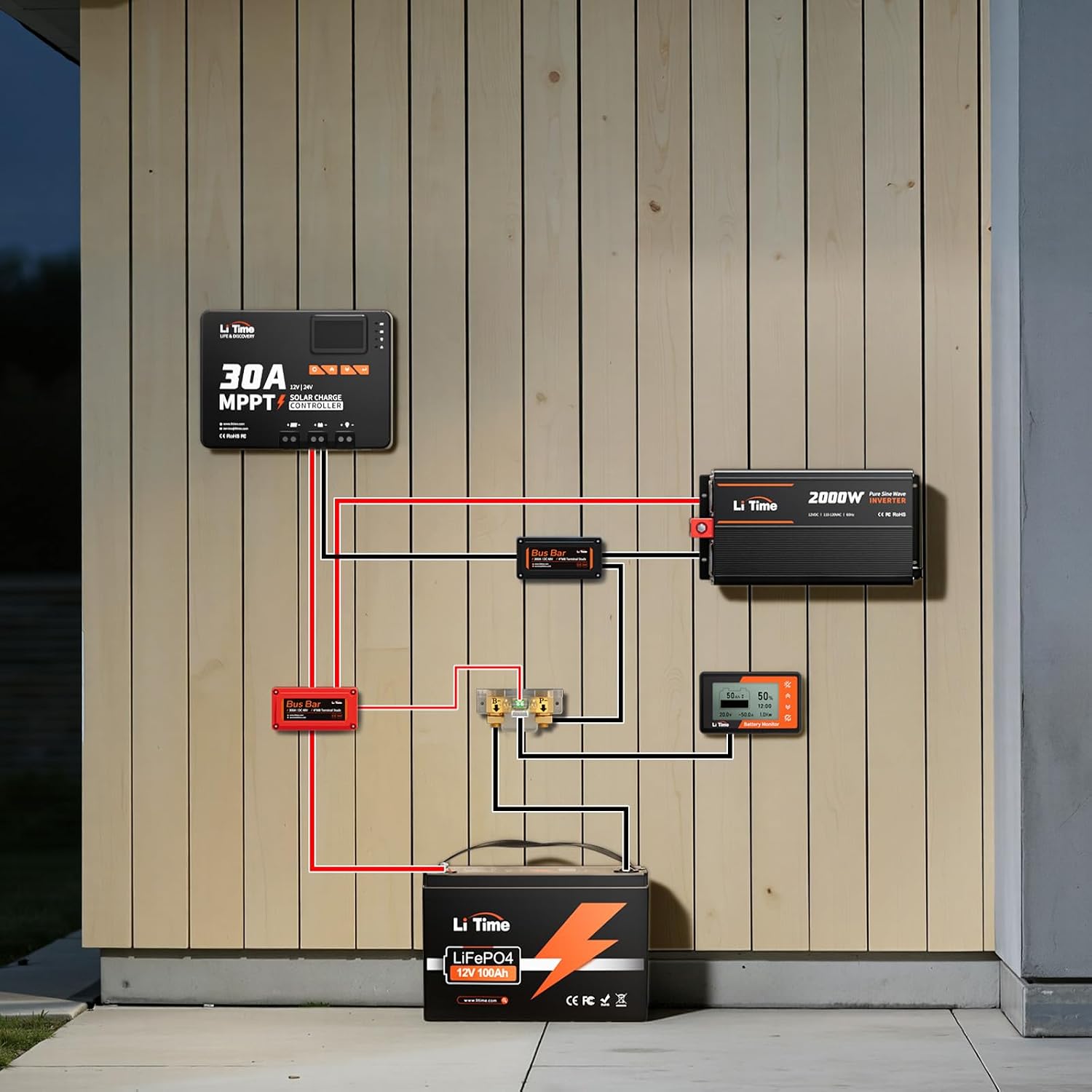500A Battery Monitor with M10 Shunt, 8V-120V, LCD Display, for RV | Displays Capacity/Percentage/Power/Voltage