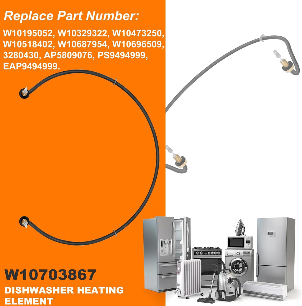 W10703867 Dishwasher Heating Element Compatible for Whirl-pool/Kitchen-aid/Ken-more Replaces W10195052,W10518402, W10329322,W10473250,W10687954,W10696509 by MIFLUS