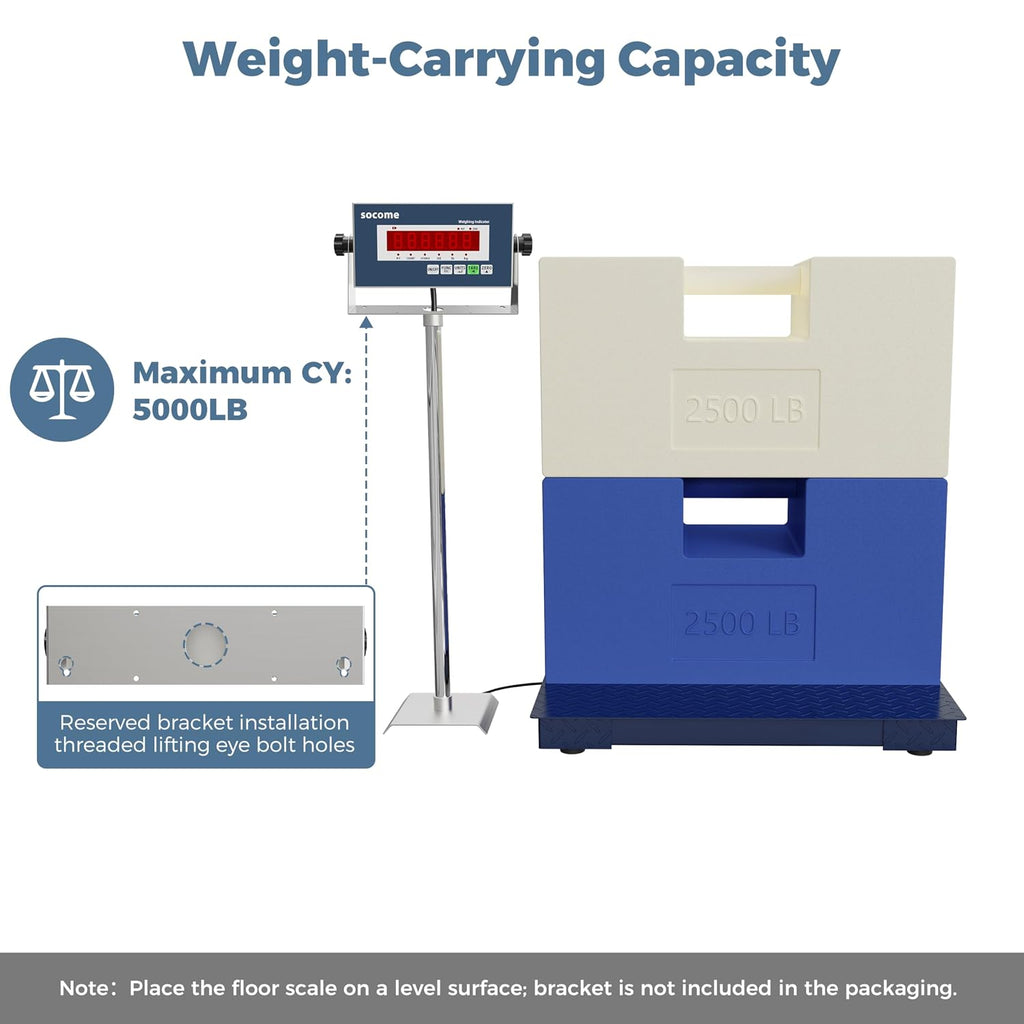 36"x36" Heavy-Duty Industrial Floor Scale, 5000lb x 0.5lb, Navy