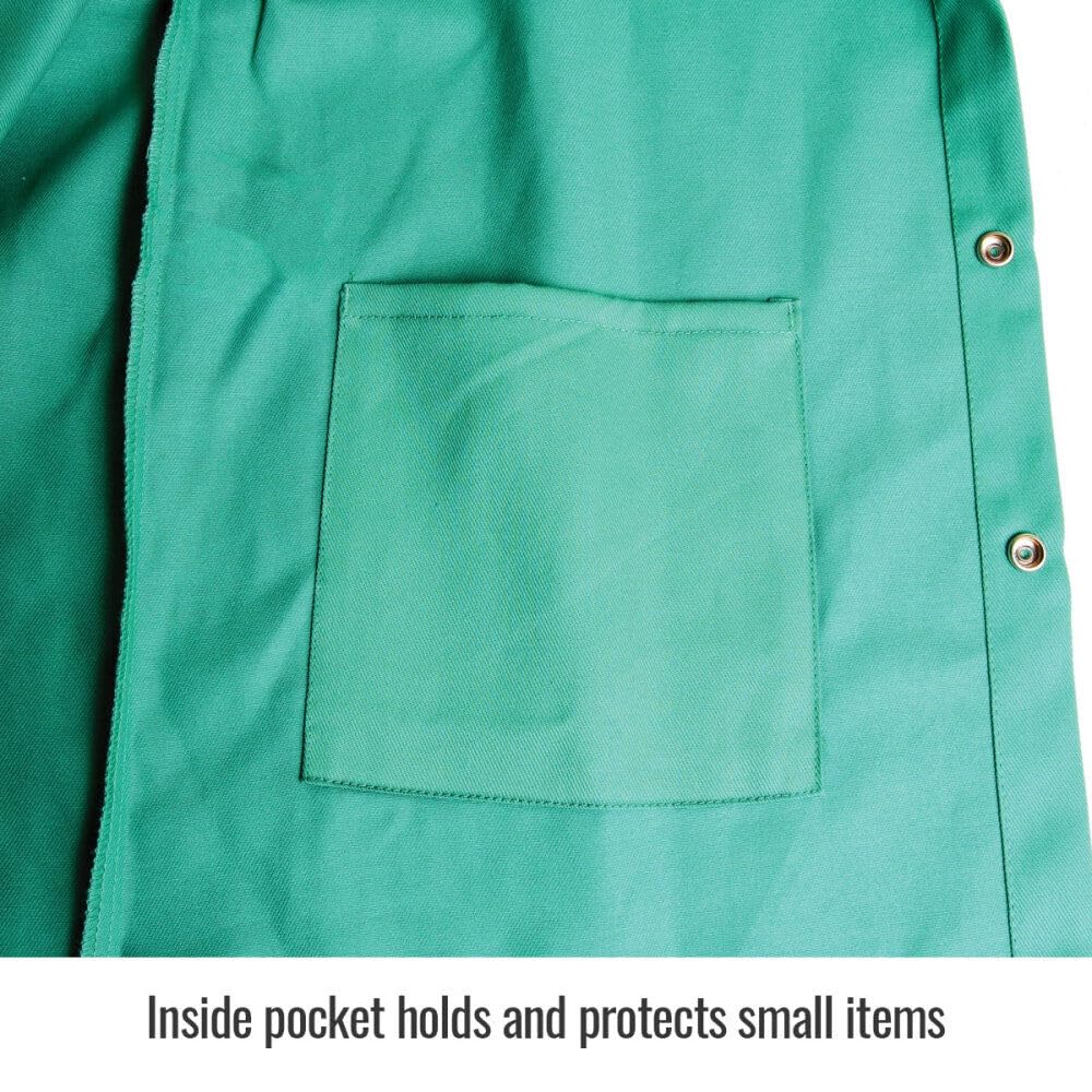 (F9-30C Welding Jacket, 9 oz Flame Resistant Cotton, Stand-Up Welder's Collar, Leather Reinforced Snaps, Scribe