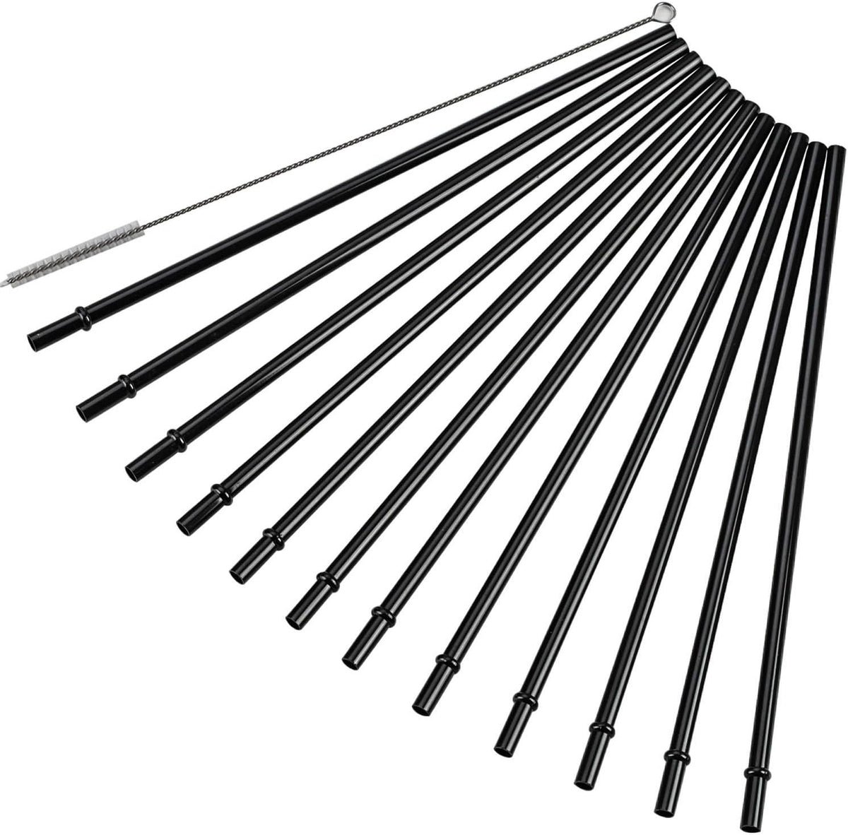 13 Inch Long Black Reusable Plastic Replacement Drinking Straws for 40 oz & 50 oz Mason Jar,Tumblers, Set of 12 with