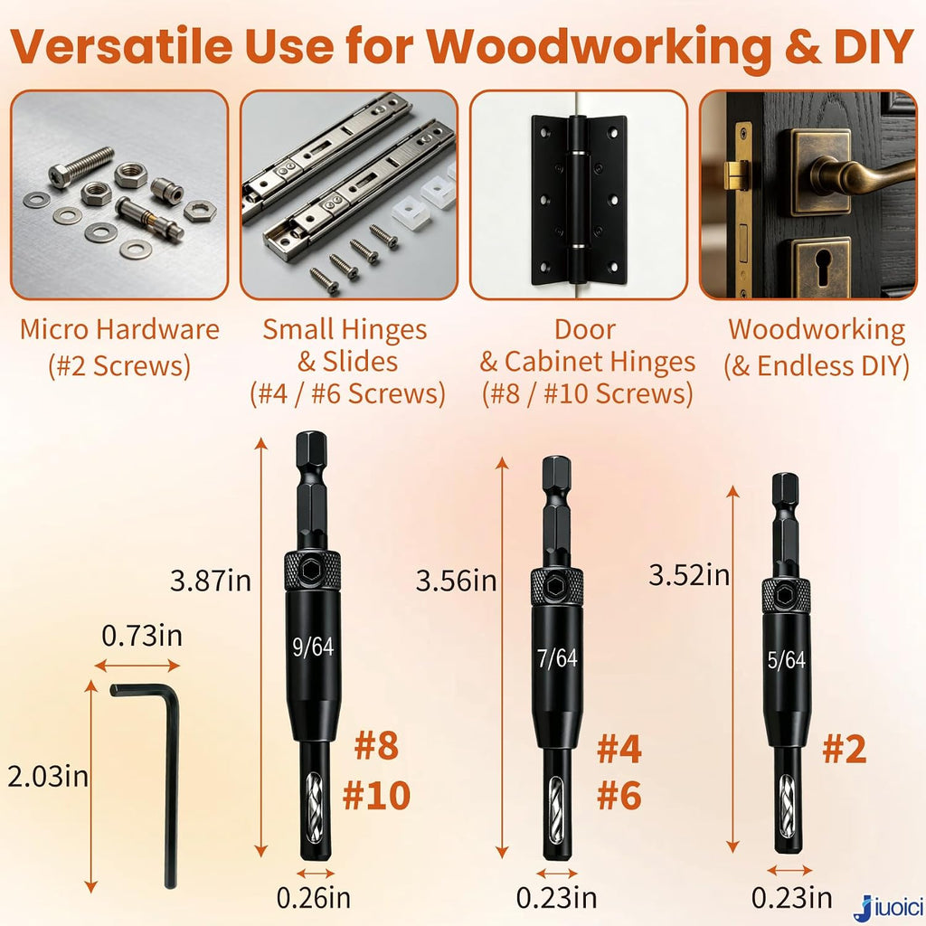 2026 Upgraded Self Centering Drill Bit Set VIX Bits, Cabinet & Door Hinge