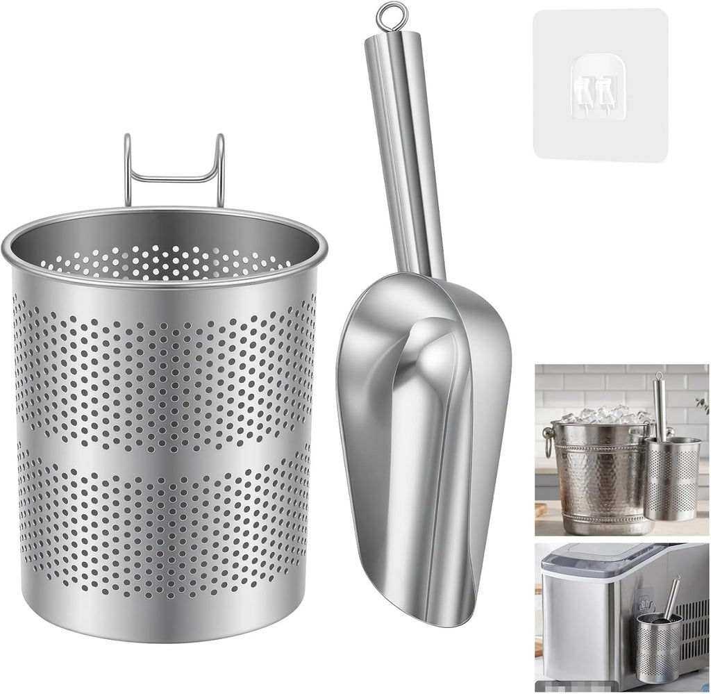 Stainless Steel Ice Scoop with Holder for Freezer, Ice Machine