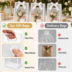 Small Clear Plastic Gift Bags with Handles, 7x10x3.15 in, 10 Pack, White