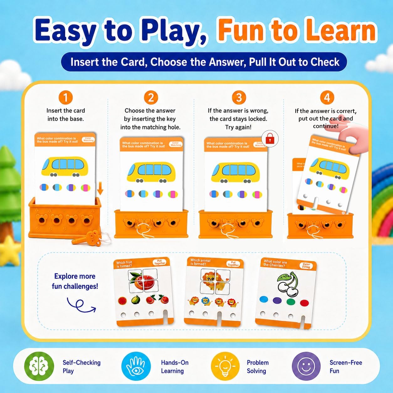 Preschool Learning Toys for Toddlers 3-5, Educational Toys | Includes 32 Double-Sided Cards with 64 Fun Challenges to