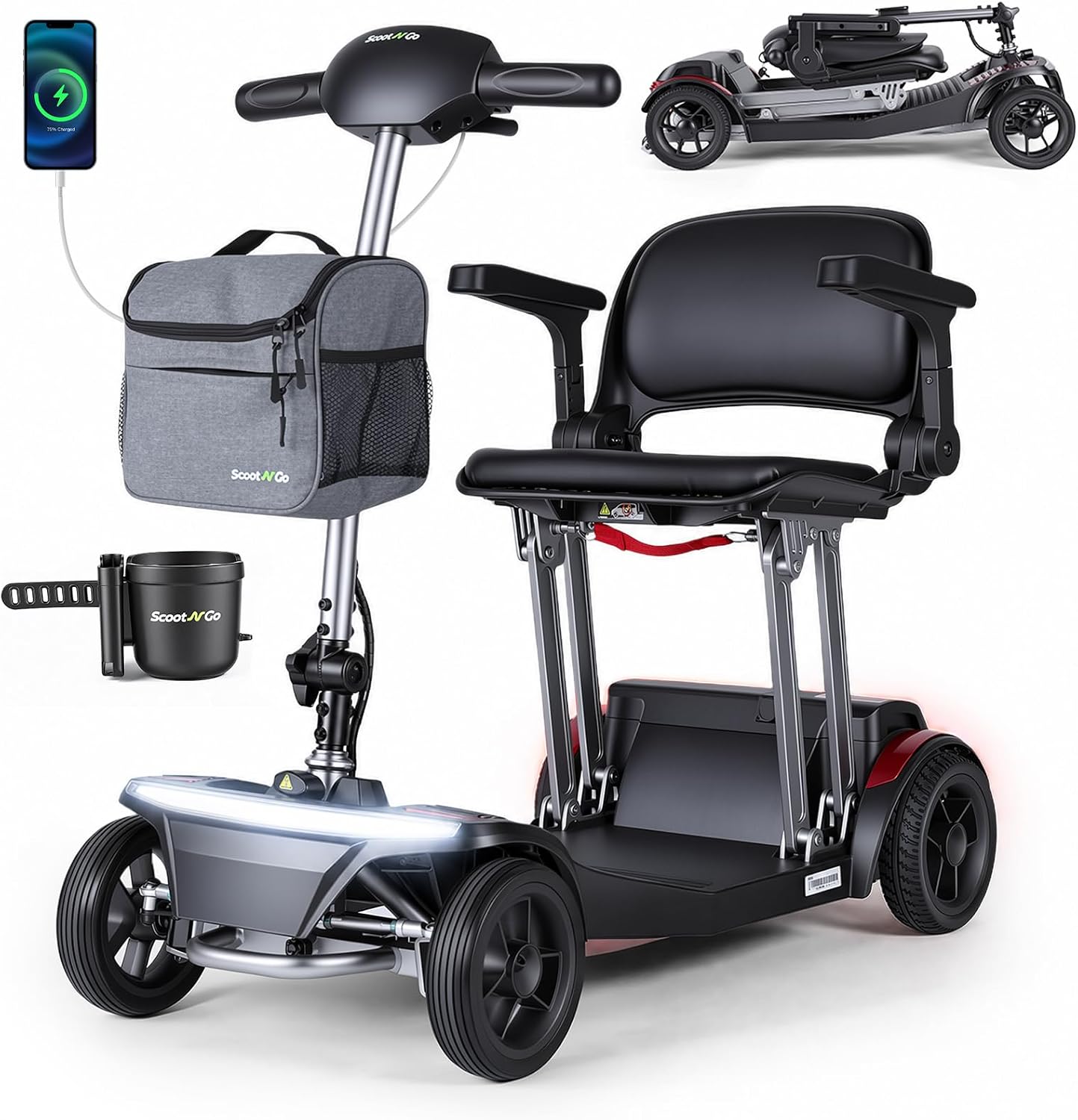 Folding Mobility Scooter for Seniors & Adults, Portable, 44Lbs