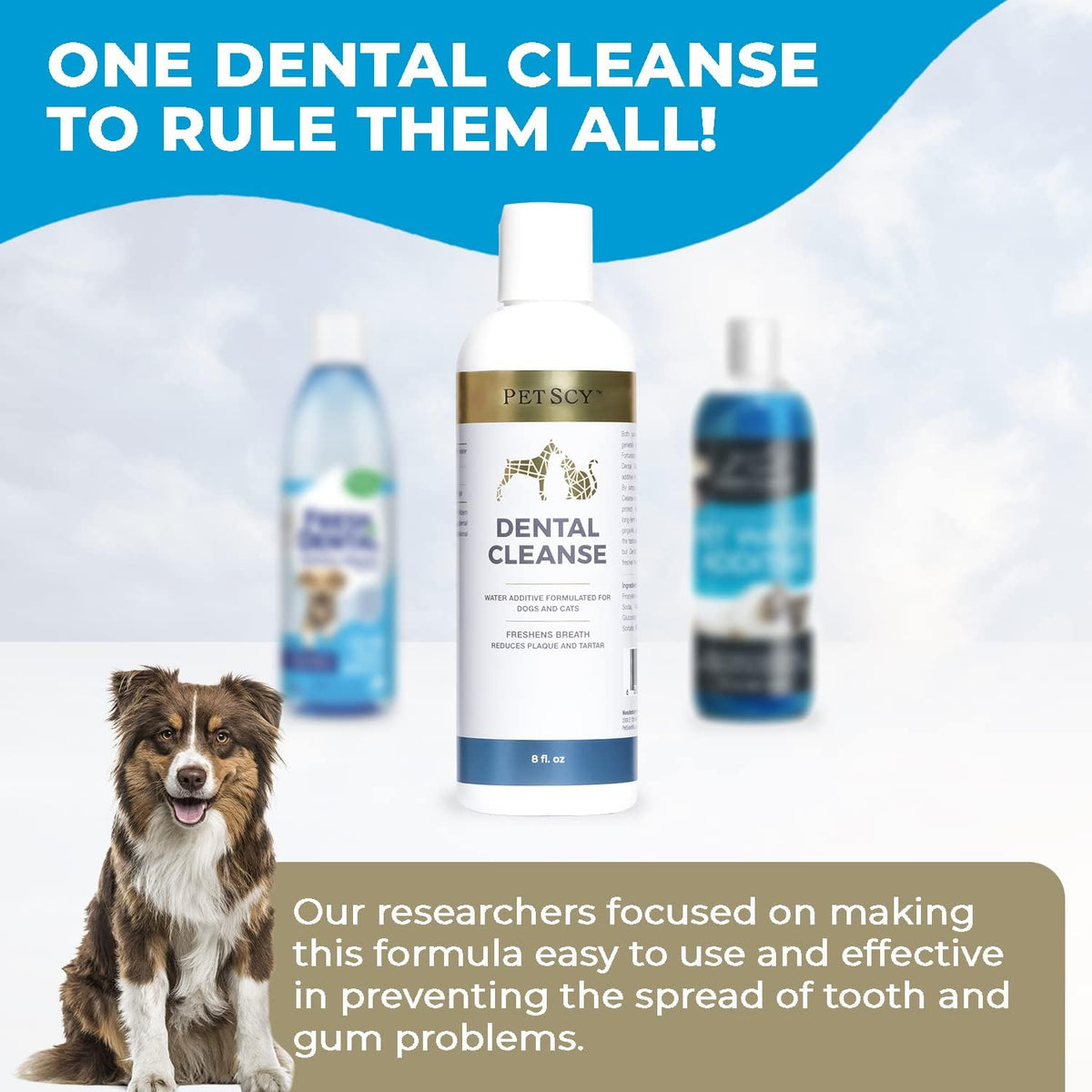 Dental Cleanse, All-Natural Cat & Dog Tartar Remover for Teeth, Cat & Dog Water Additive for Dental Care, Suitable