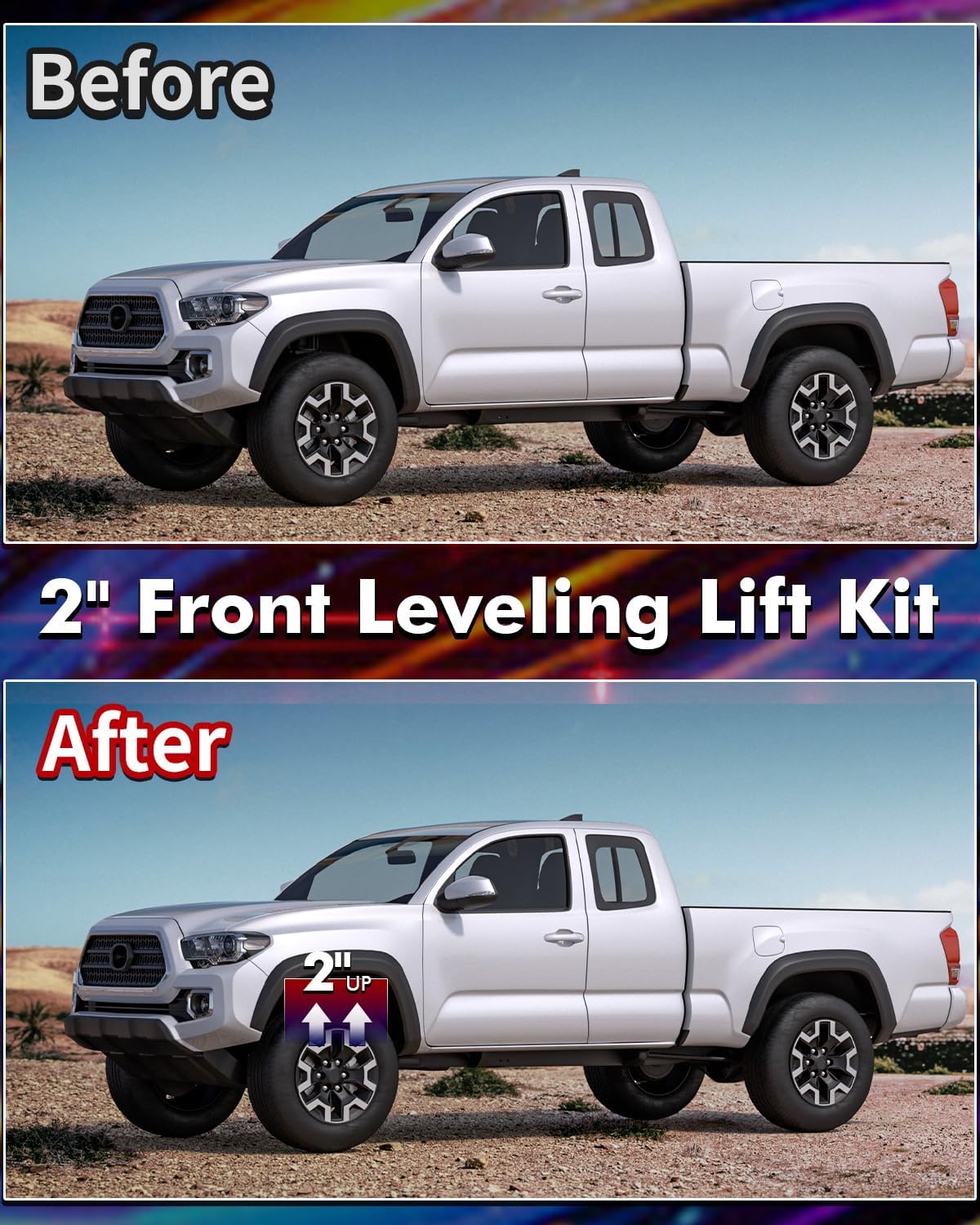 FLYCLE 2 inch Leveling Kits for 2005-2023 Tacoma, 2003-2023 4Runner, 2007-2015 FJ Curiser, Front Strut Spacers 2'' Lift Kit Compatible with Tacoma 4Runner FJ Curiser