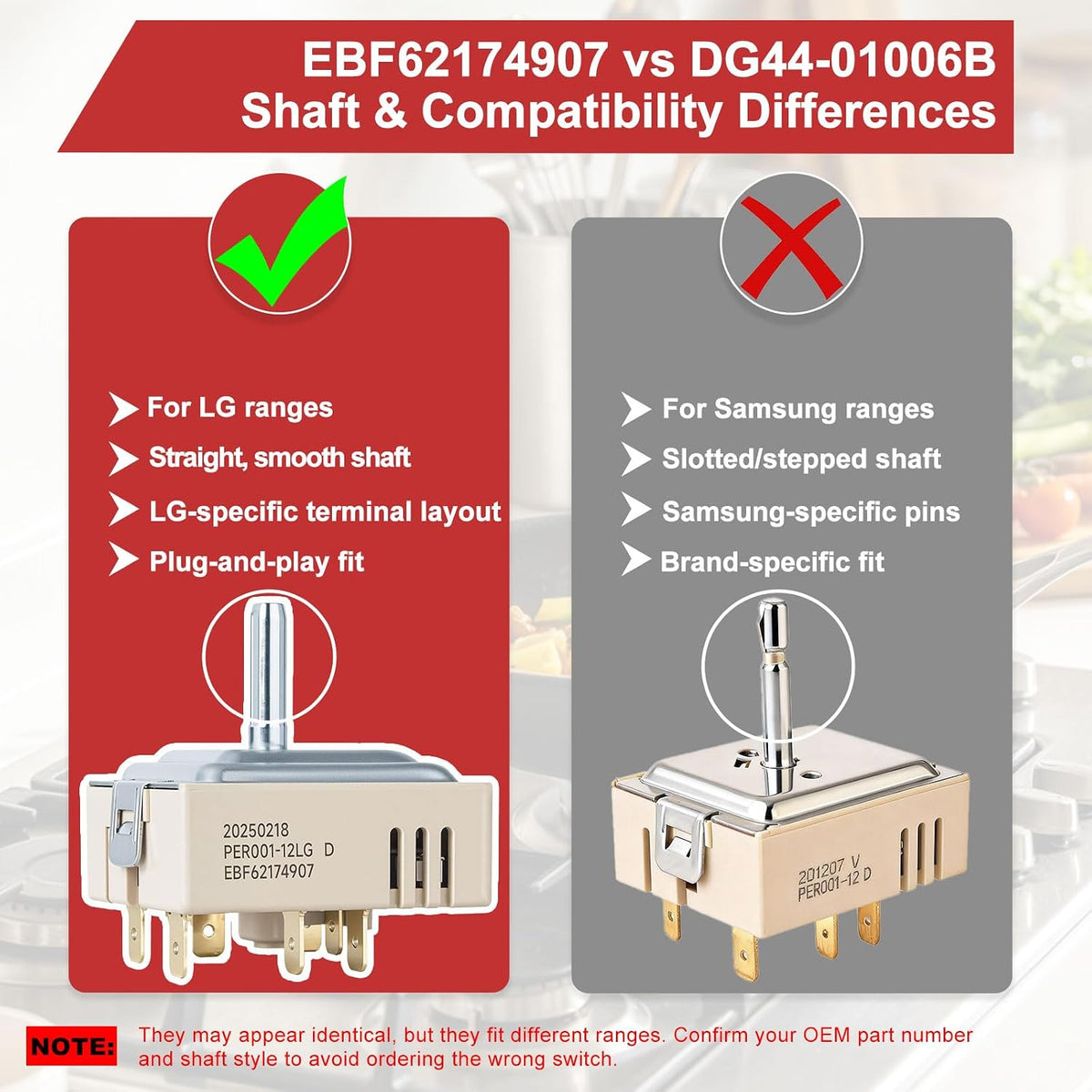 EBF62174907 Infinite Control Switch Replacement for LG Range Surface Element – Replaces EBF62174902, EBF62174904 PER001-12LG D PER001-12S D