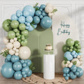 Dusty Blue Sage Green Balloon Arch Kit 120pcs Thick Latex Sand White Fog Blue Balloons Different Sizes 18 12 10 5