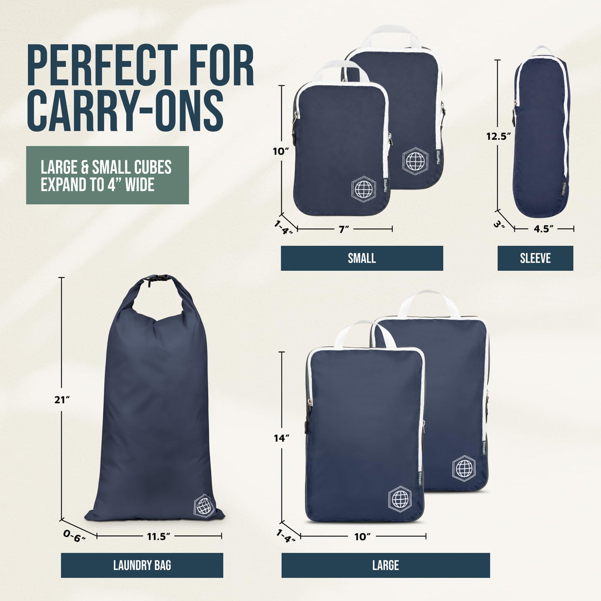 Compression Packing Cubes for Carry-On Travel 6-Pack