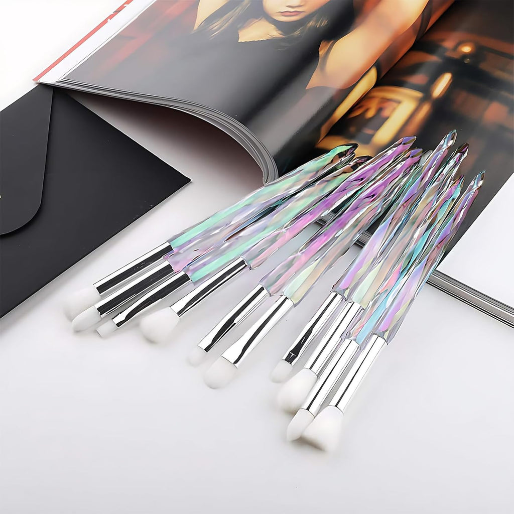 Eyeshadow Makeup Brushes, 10PCS Crystal Brushes for Eye Makeup Premium Synthetic Bristles Eyeshadow Blending Crease