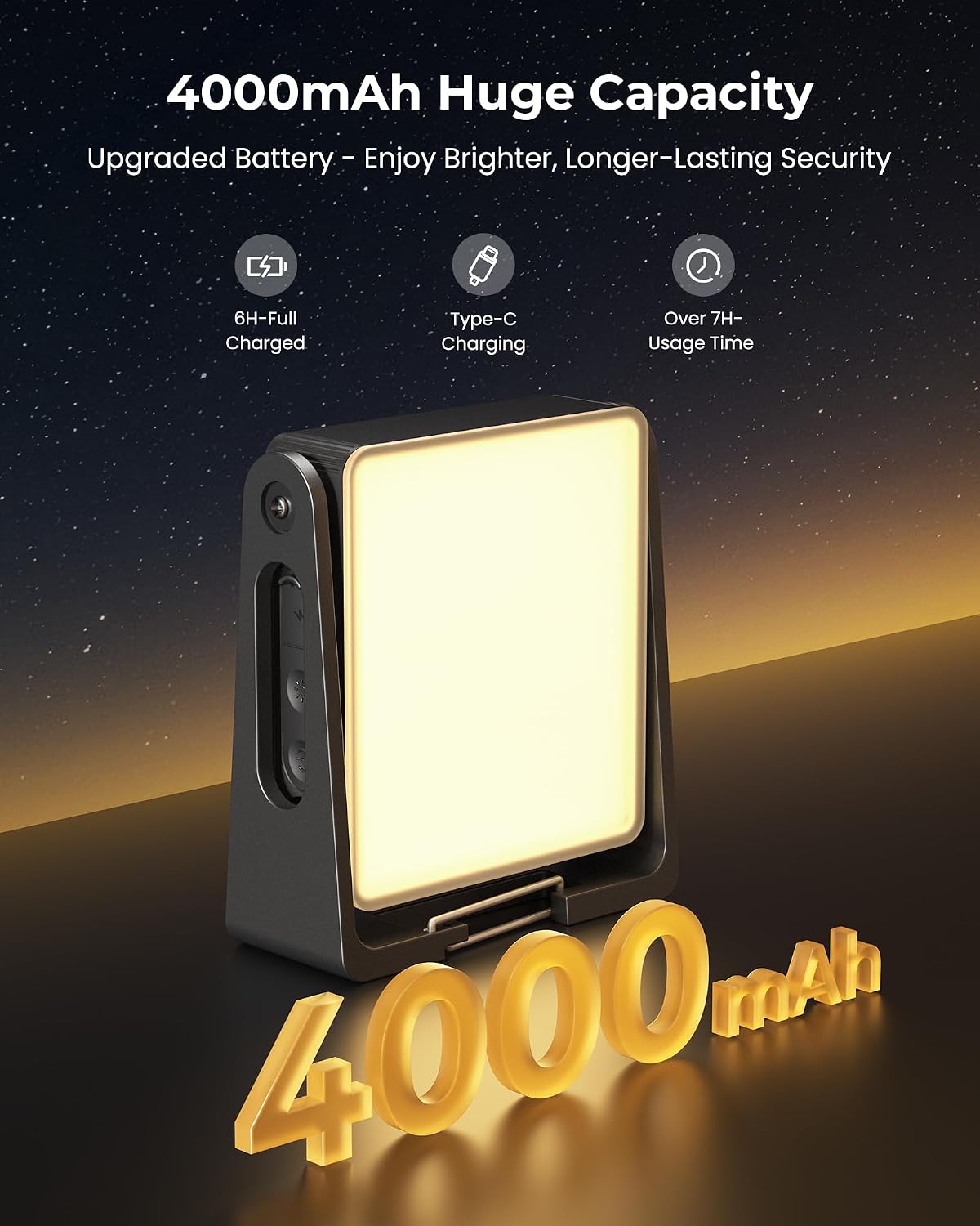 Rechargeable Camping Light Lamp, 2 Pack 4000mAh Dimmable LED Battery Powered Camping Lanterns with 360° Rotatable